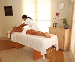 Woman being massaged
